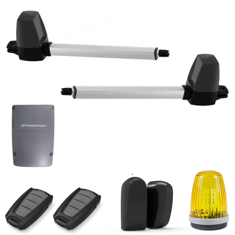 Kit automatizare poartă batantă Powertech A4 Wi-Fi – 2 x 3,5 m, 300 kg/canat, control prin telefon
