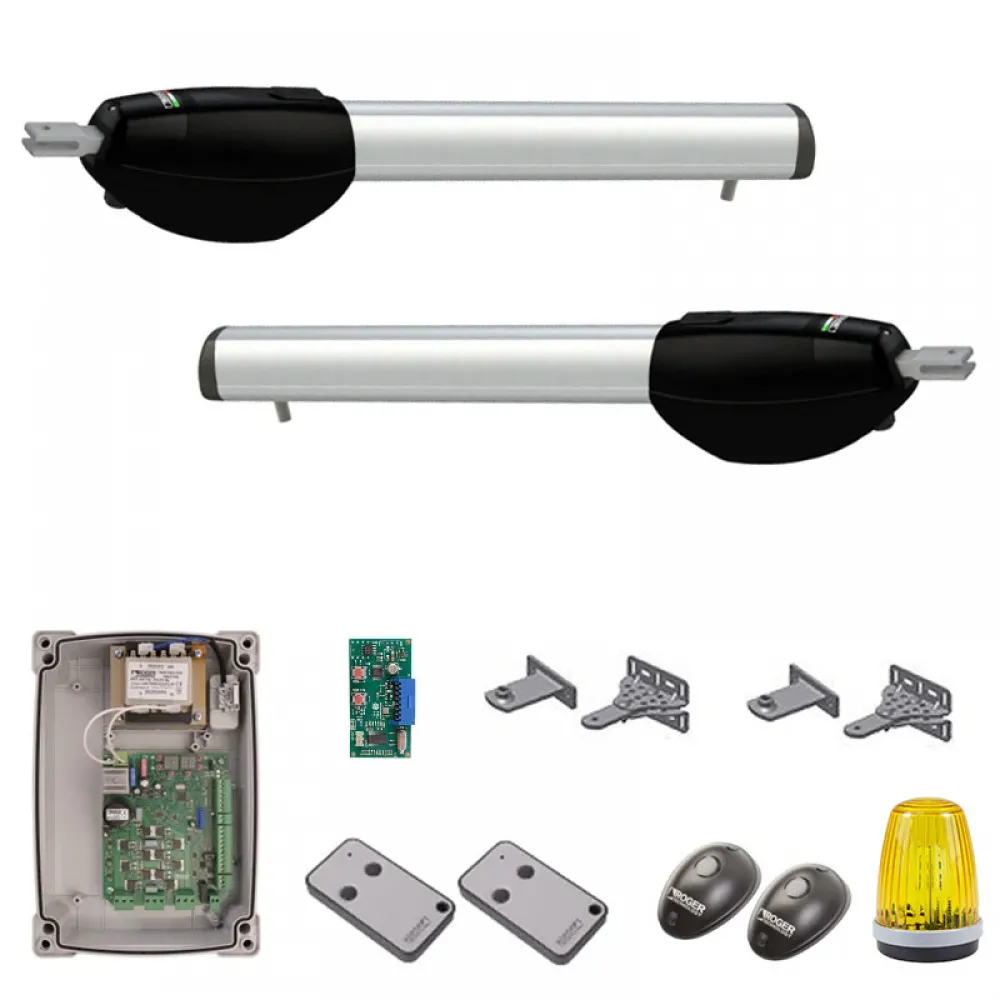 Kit automatizare poartă batantă Roger Technology KIT BE/210, Brushless 24V, 2 x 2,5 m, max. 300 kg/canat
