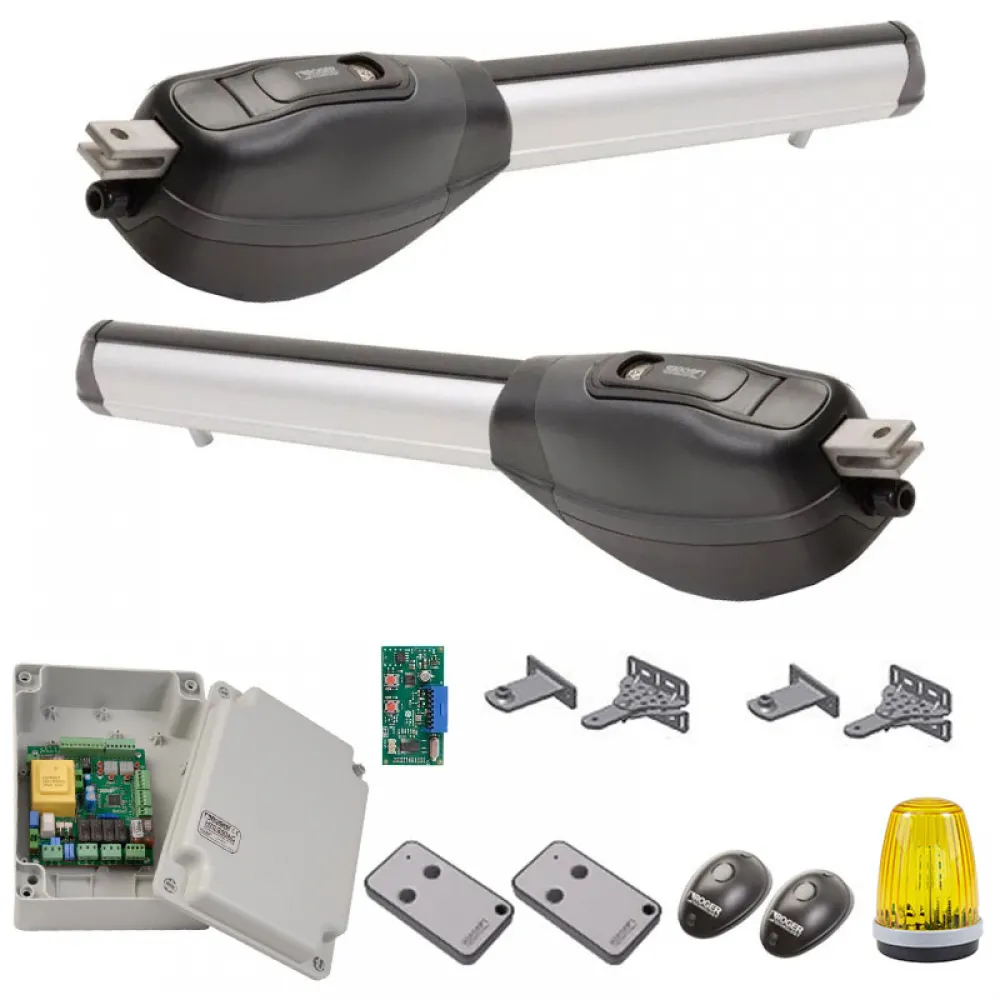 Kit automatizare poartă batantă Roger Technology R20/310, 2 x 2,5 m, 250 kg/canat, 230V